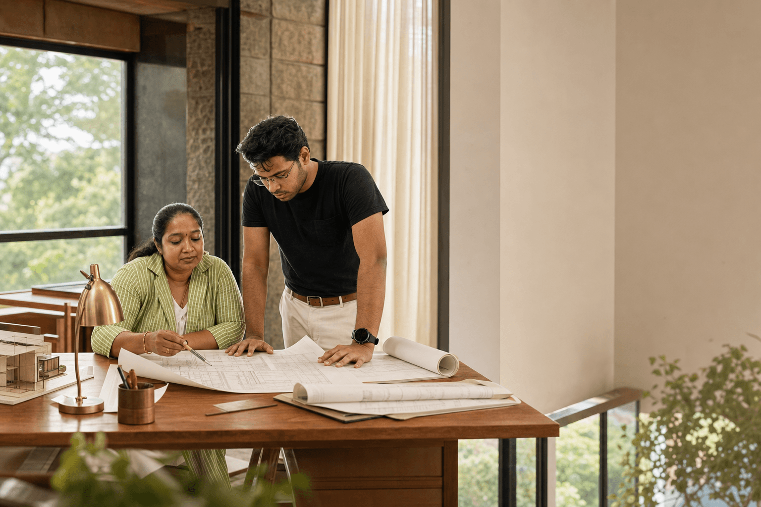 Sangeetha and Sathya in the Studio Spetia design studio